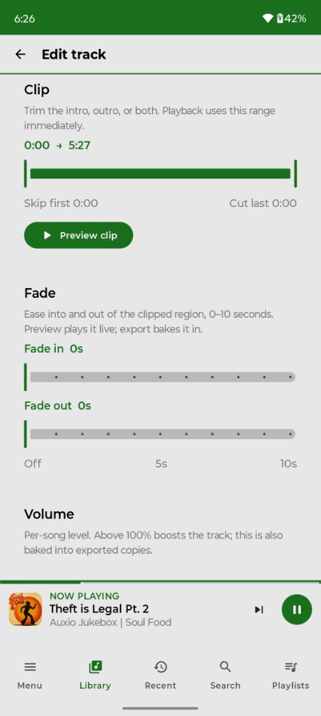 Clip and fade editing